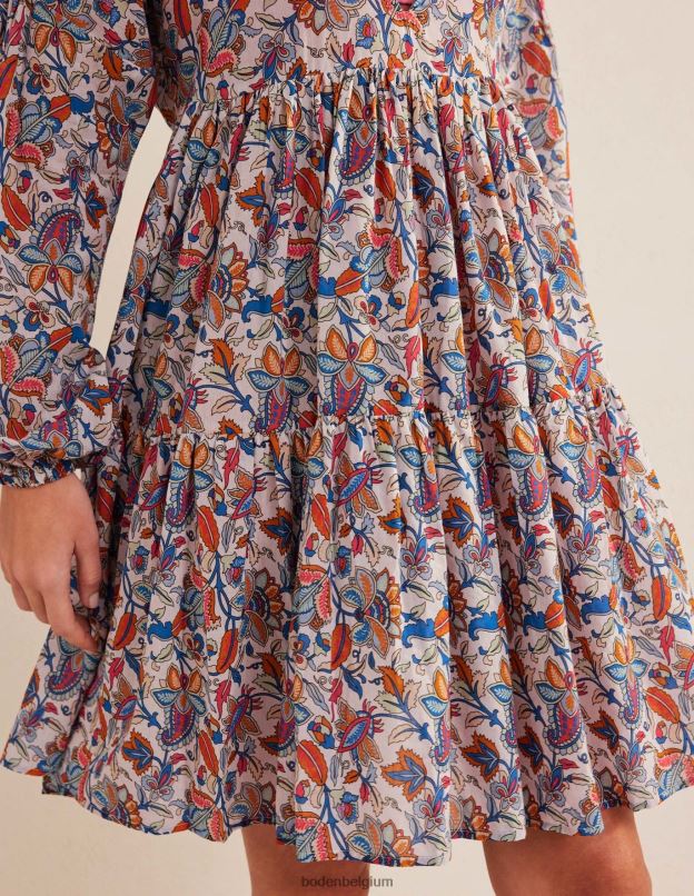 femmes Boden nébuleuses bleues et vigne cachemire robe de plage décontractée à volants vêtements Z42D01730