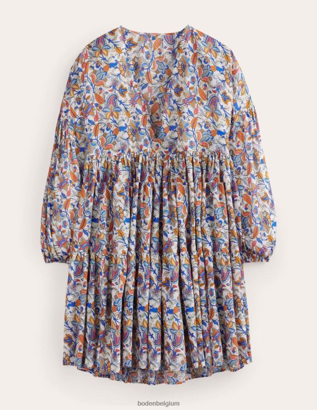 femmes Boden nébuleuses bleues et vigne cachemire robe de plage décontractée à volants vêtements Z42D01730