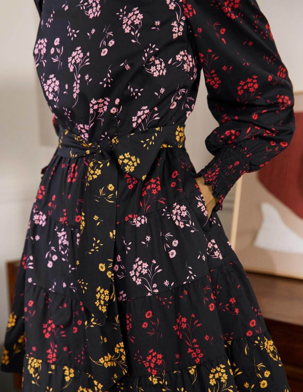 femmes Boden noir et rose et brin tombant robe lyla à volants vêtements Z42D02022