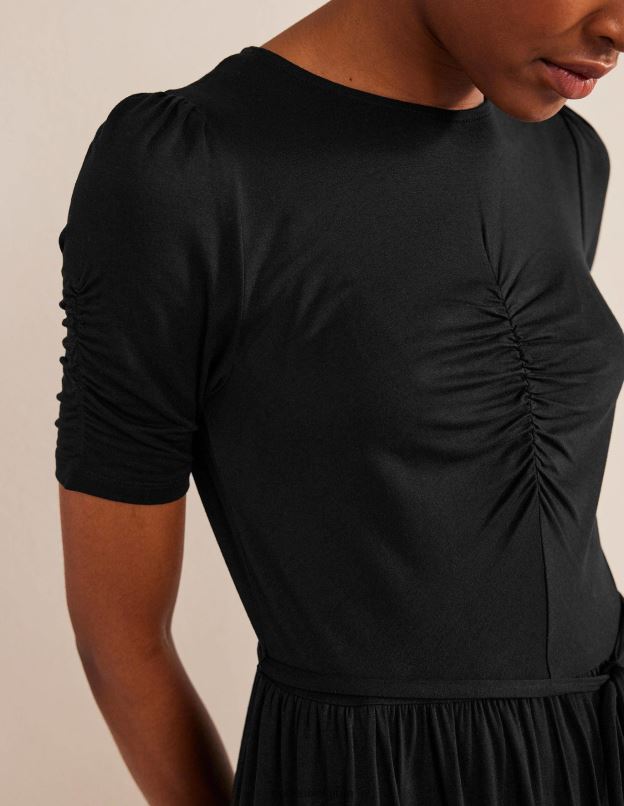 femmes Boden noir robe courte en jersey à buste froncé vêtements Z42D01829
