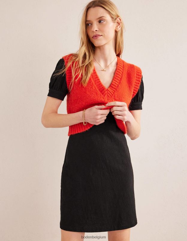 femmes Boden noir robe courte en jersey à col V vêtements Z42D01432