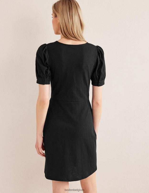 femmes Boden noir robe courte en jersey à col V vêtements Z42D01432