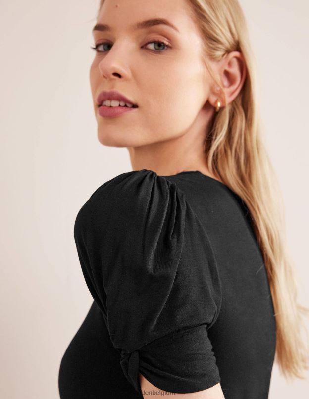 femmes Boden noir robe courte en jersey à détail de nœud vêtements Z42D01146