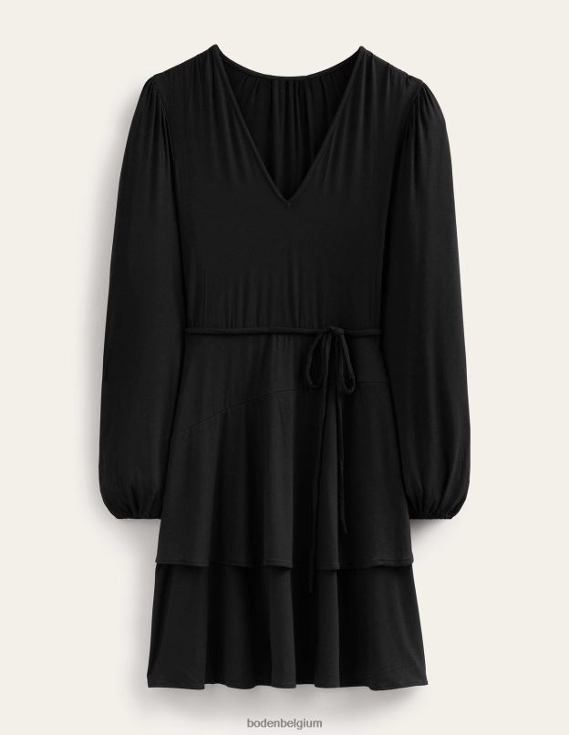 femmes Boden noir robe courte en jersey à volants vêtements Z42D01497