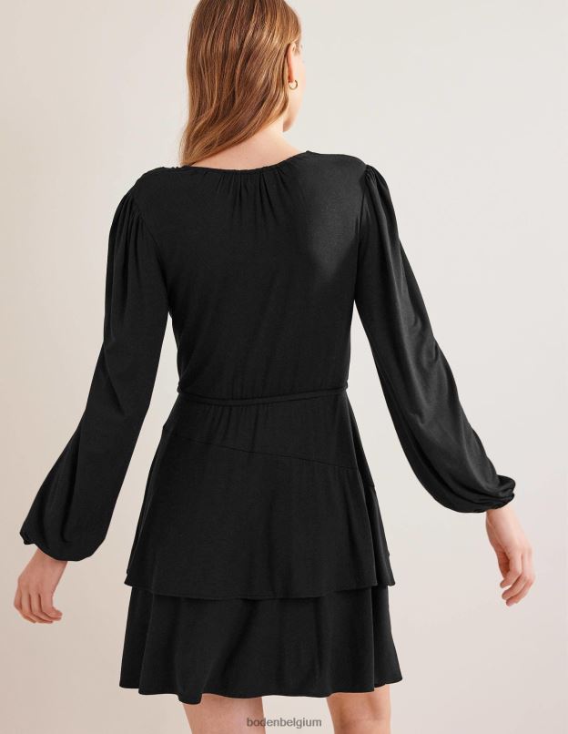 femmes Boden noir robe courte en jersey à volants vêtements Z42D01497