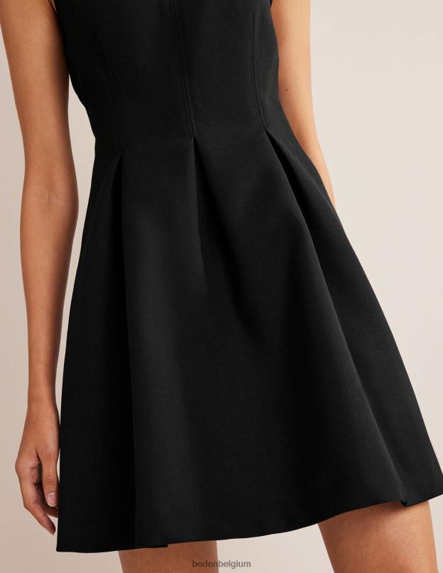 femmes Boden noir robe courte patineuse à col en V vêtements Z42D01372