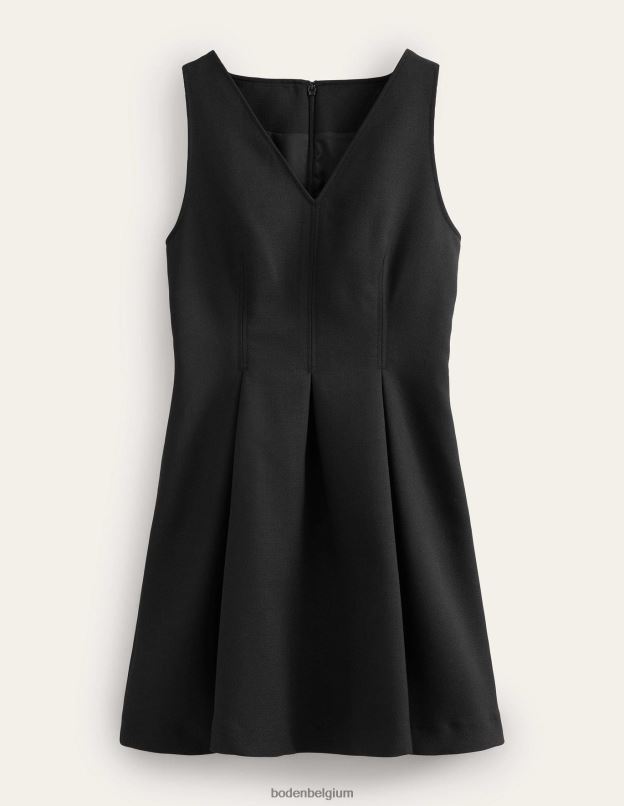 femmes Boden noir robe courte patineuse à col en V vêtements Z42D01372
