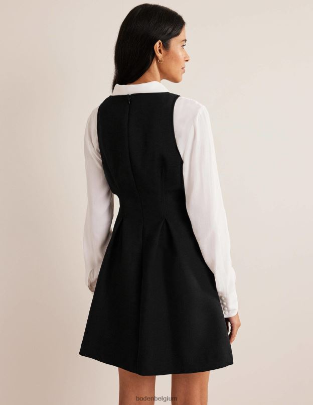 femmes Boden noir robe courte patineuse à col en V vêtements Z42D01372