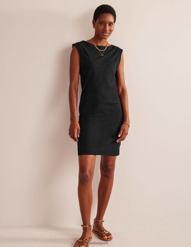 femmes Boden noir robe droite sans manches en jersey vêtements Z42D035