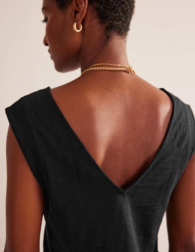 femmes Boden noir robe droite sans manches en jersey vêtements Z42D035