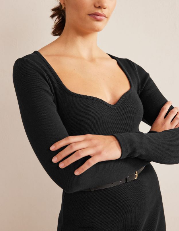 femmes Boden noir robe en jersey côtelé vêtements Z42D0924