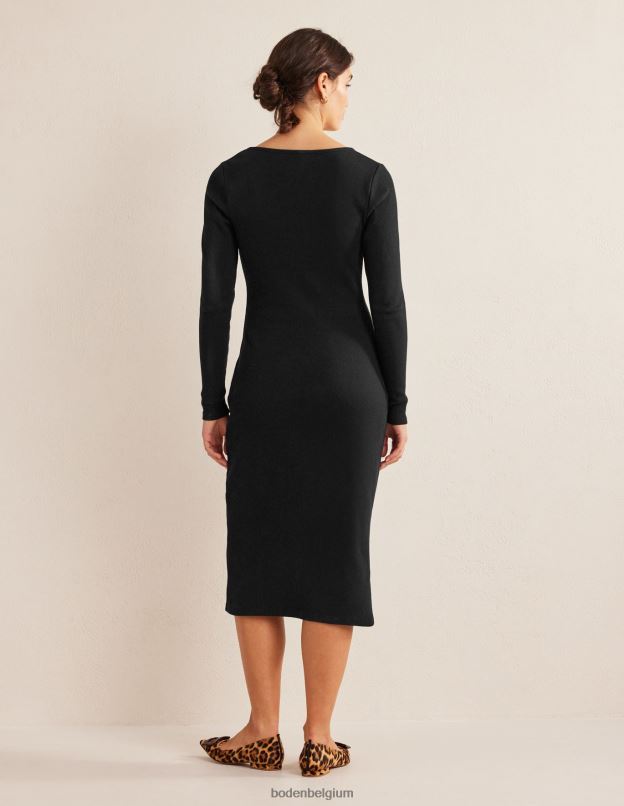 femmes Boden noir robe en jersey côtelé vêtements Z42D0924