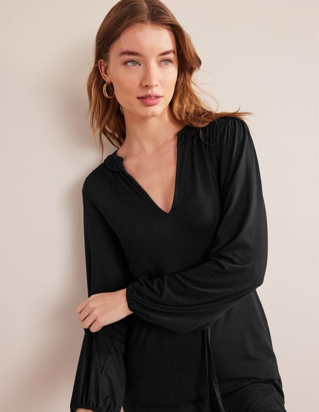 femmes Boden noir robe en jersey à col cranté vêtements Z42D01363