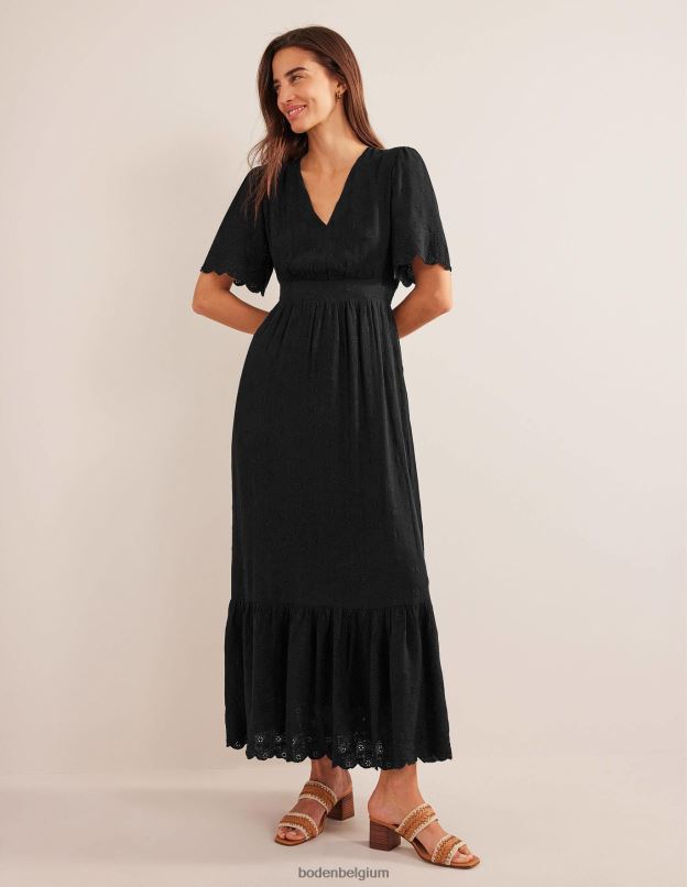 femmes Boden noir robe longue à broderies vêtements Z42D01235