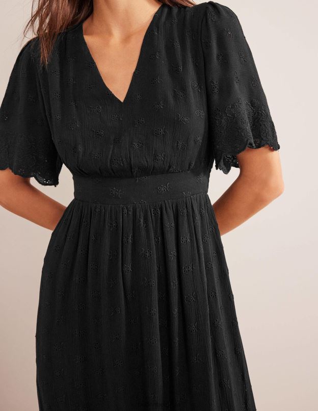femmes Boden noir robe longue à broderies vêtements Z42D01235