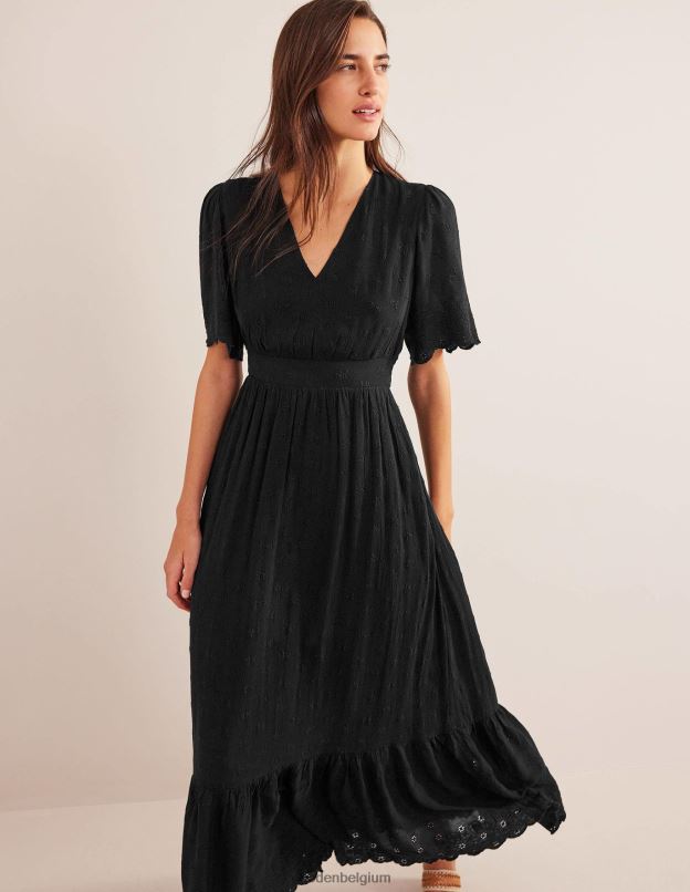 femmes Boden noir robe longue à broderies vêtements Z42D01235