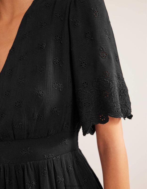 femmes Boden noir robe longue à broderies vêtements Z42D01235