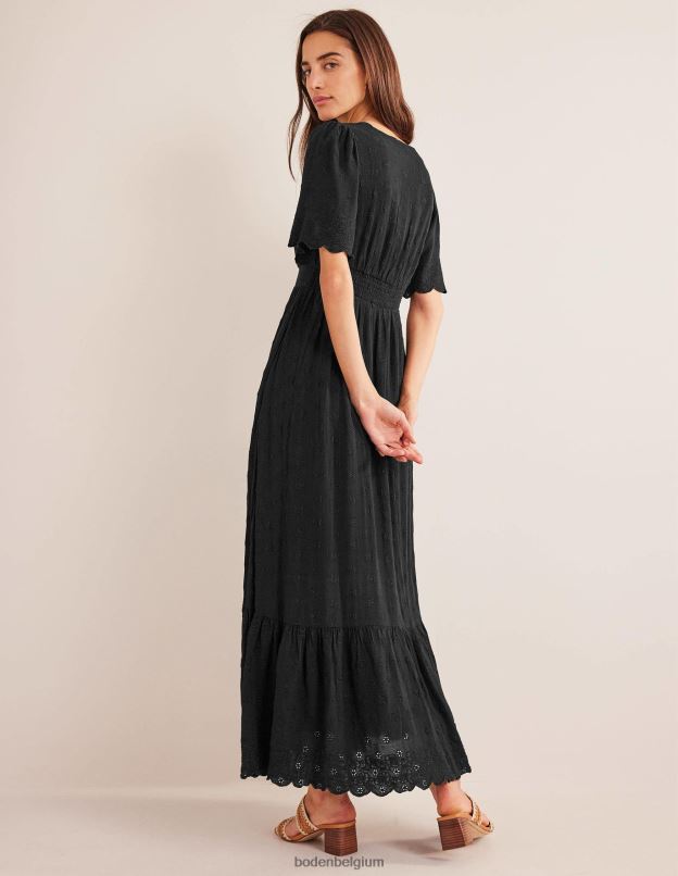 femmes Boden noir robe longue à broderies vêtements Z42D01235