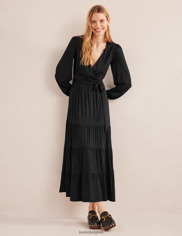 femmes Boden noir robe longue portefeuille à plusieurs niveaux vêtements Z42D01242