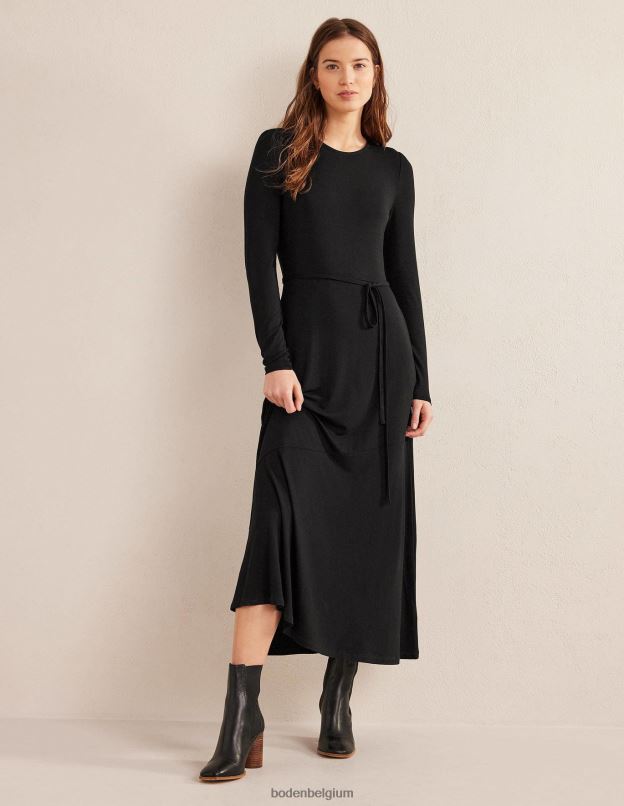 femmes Boden noir robe mi-longue en jersey à détail de jupe vêtements Z42D01360