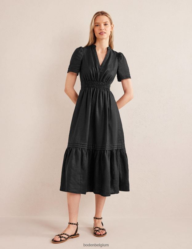 femmes Boden noir robe mi-longue à nervures vêtements Z42D063