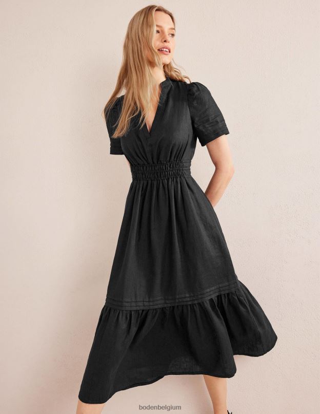 femmes Boden noir robe mi-longue à nervures vêtements Z42D063