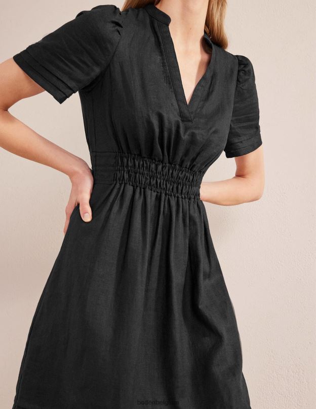 femmes Boden noir robe mi-longue à nervures vêtements Z42D063
