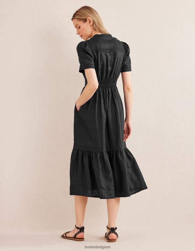 femmes Boden noir robe mi-longue à nervures vêtements Z42D063