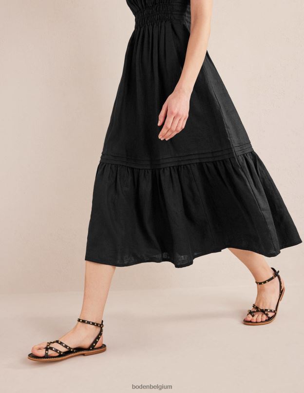 femmes Boden noir robe mi-longue à nervures vêtements Z42D063