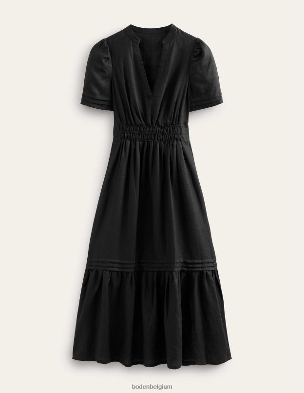 femmes Boden noir robe mi-longue à nervures vêtements Z42D063