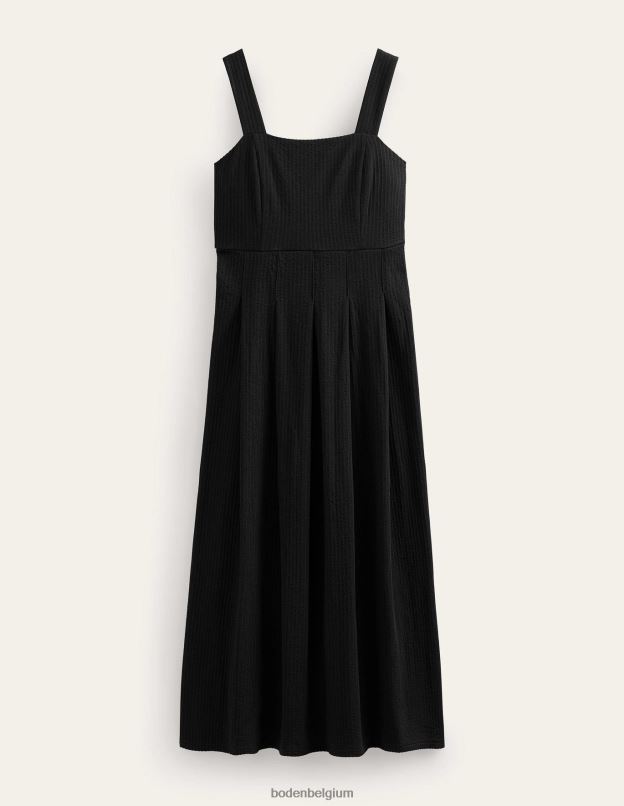 femmes Boden noir robe midi à bretelles en seersucker vêtements Z42D0998