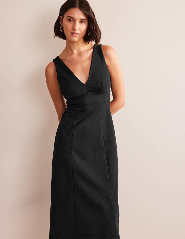 femmes Boden noir robe midi en jersey à bretelles au dos vêtements Z42D01338