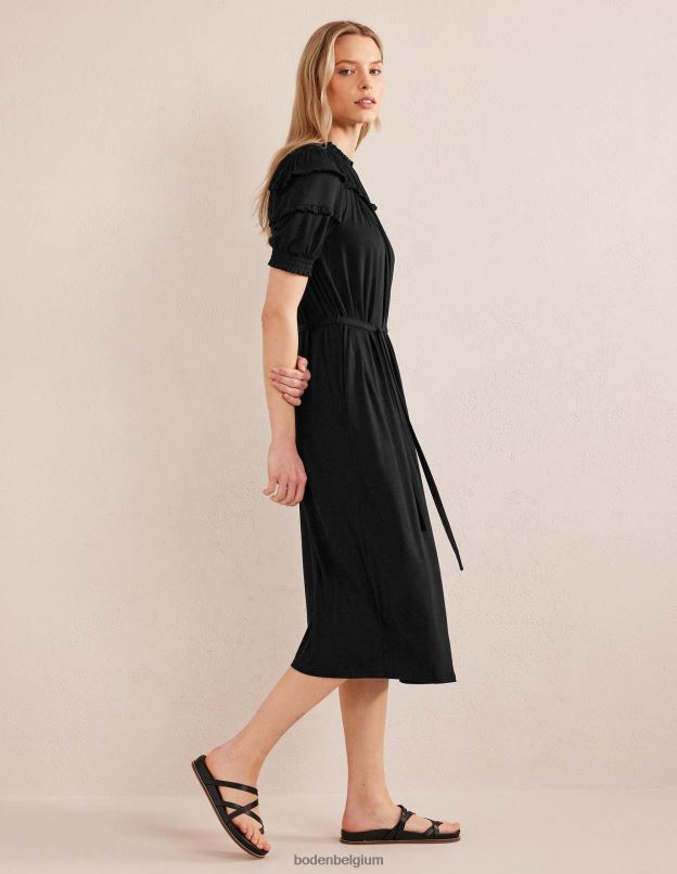 femmes Boden noir robe midi en jersey à détail d'empiècement vêtements Z42D01224