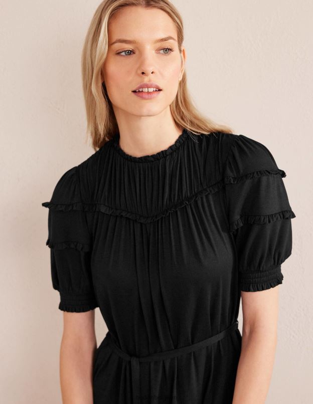 femmes Boden noir robe midi en jersey à détail d'empiècement vêtements Z42D01224