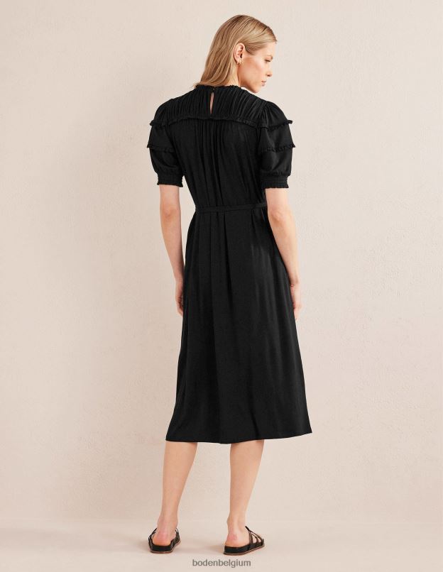 femmes Boden noir robe midi en jersey à détail d'empiècement vêtements Z42D01224