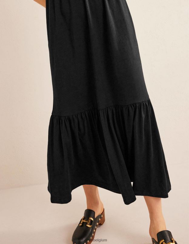 femmes Boden noir robe midi en jersey facile à volants vêtements Z42D02090