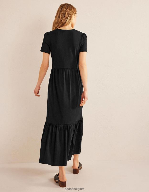 femmes Boden noir robe midi en jersey facile à volants vêtements Z42D02090