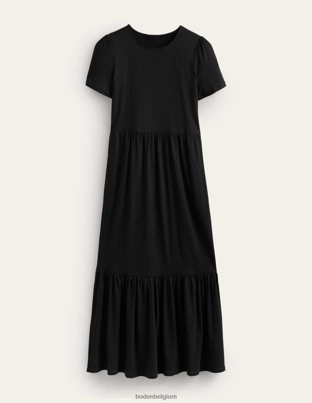 femmes Boden noir robe midi en jersey facile à volants vêtements Z42D02090