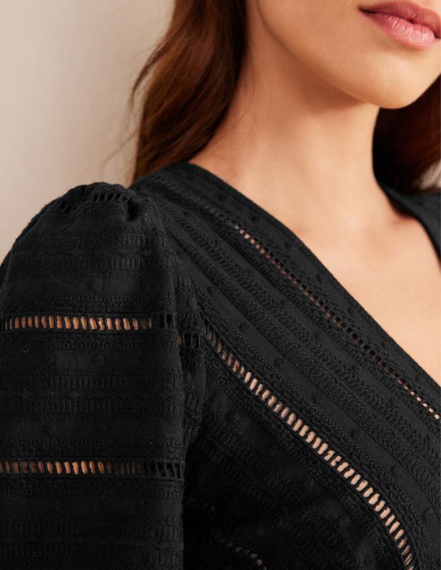 femmes Boden noir robe midi en jersey mélangé tissé vêtements Z42D01013