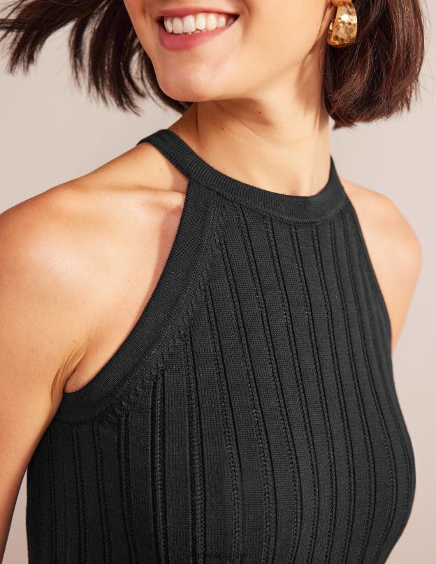 femmes Boden noir robe midi en maille sans manches vêtements Z42D0574