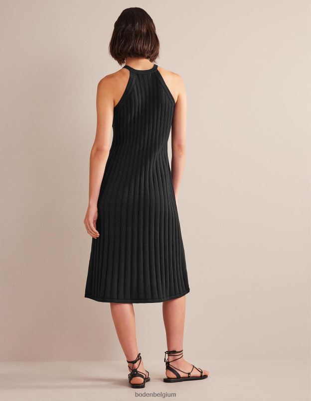 femmes Boden noir robe midi en maille sans manches vêtements Z42D0574