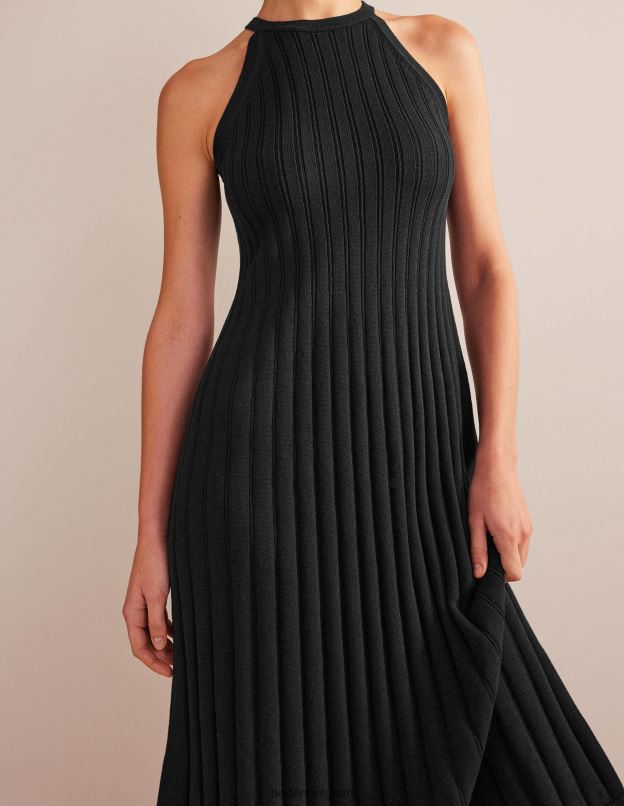 femmes Boden noir robe midi en maille sans manches vêtements Z42D0574