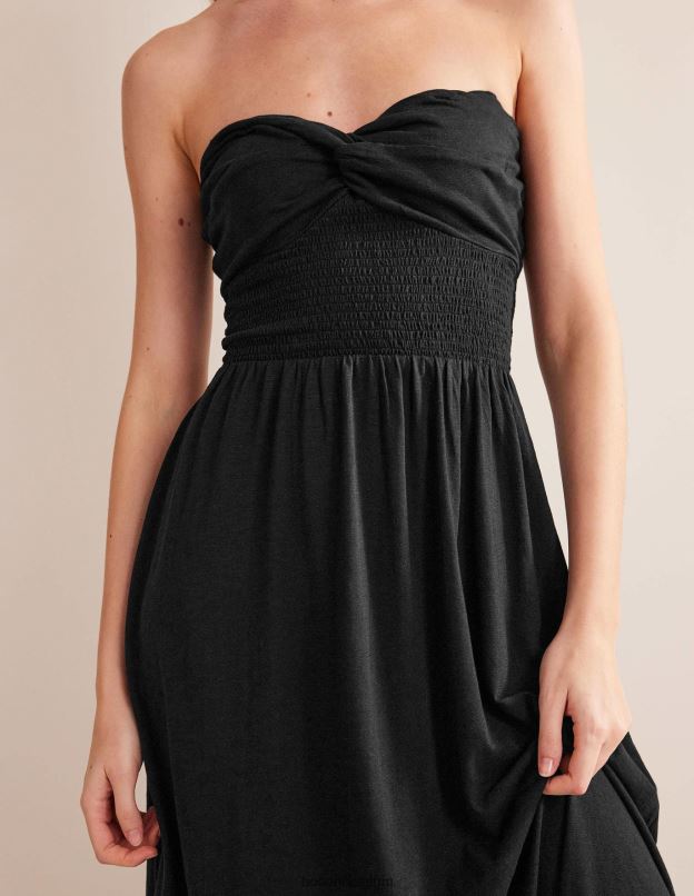 femmes Boden noir robe midi torsadée sur le devant en jersey vêtements Z42D01179