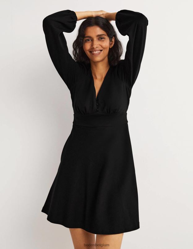 femmes Boden noir robe thé en jersey à col en V vêtements Z42D01669