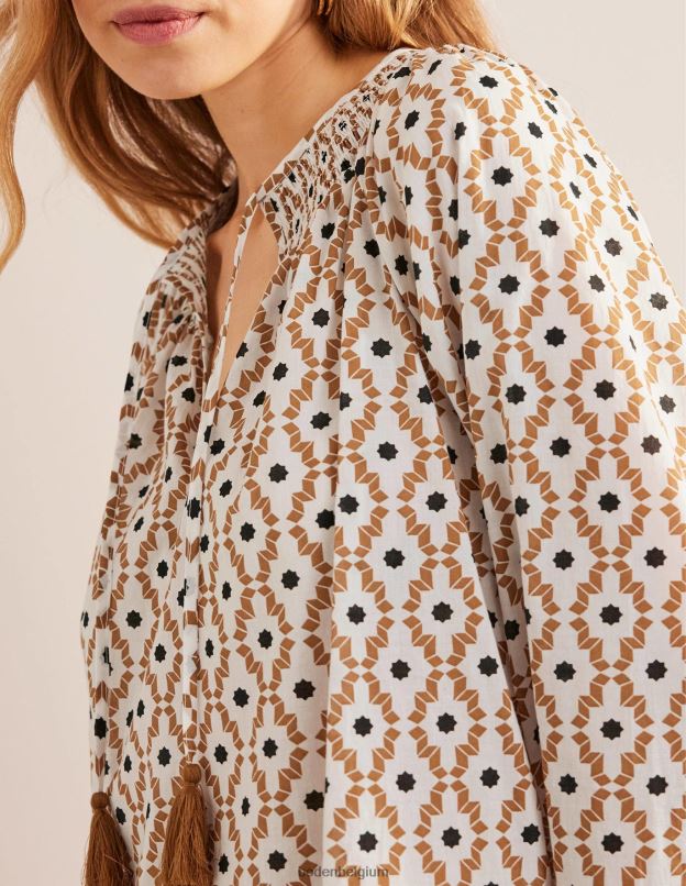 femmes Boden noix de cajou et transe géo caftan de plage à col smocké vêtements Z42D02142