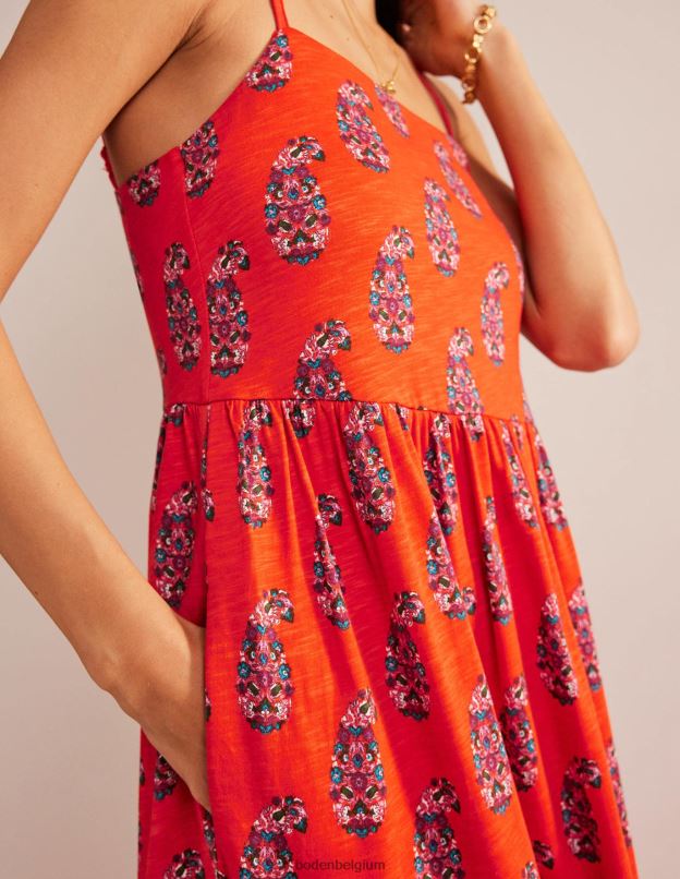 femmes Boden orange sanguine et cachemire doux robe midi en jersey à bretelles vêtements Z42D01345