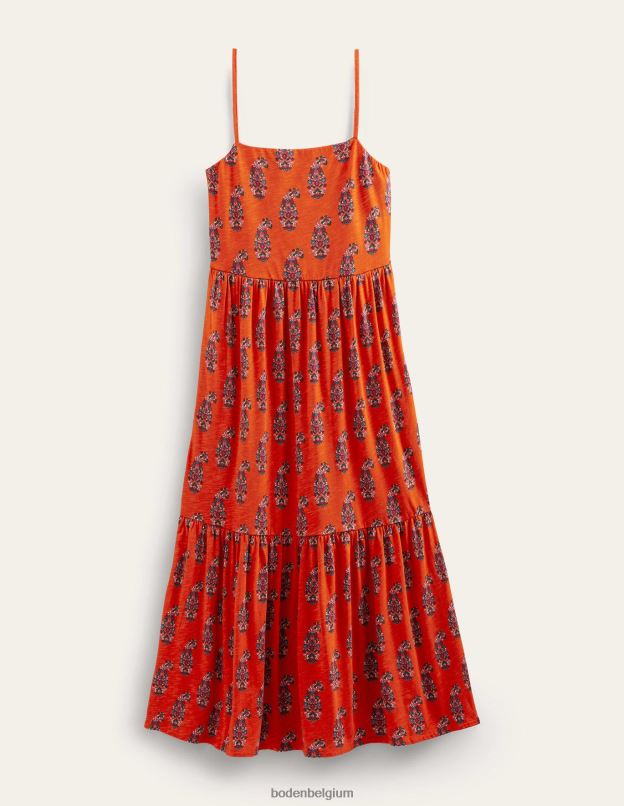 femmes Boden orange sanguine et cachemire doux robe midi en jersey à bretelles vêtements Z42D01345