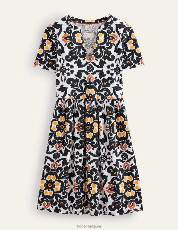 femmes Boden pépins noirs et opulents robe en jersey à col cranté vêtements Z42D01014