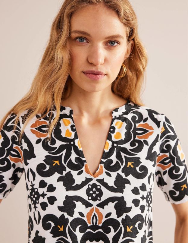 femmes Boden pépins noirs et opulents robe en jersey à col cranté vêtements Z42D01014