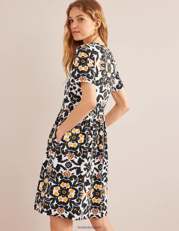 femmes Boden pépins noirs et opulents robe en jersey à col cranté vêtements Z42D01014